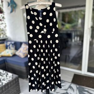 Chaps Black and White Polka Dot Dress